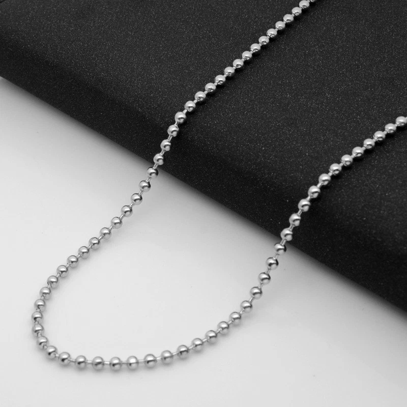 35.5" Long Chain Necklace 304 Stainless Steel Ball Bead Chains For Badge Holder
