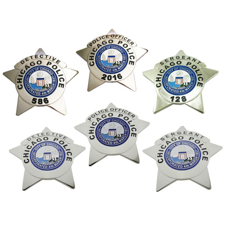 6 CPD U.S. Chicago Police Badges Set