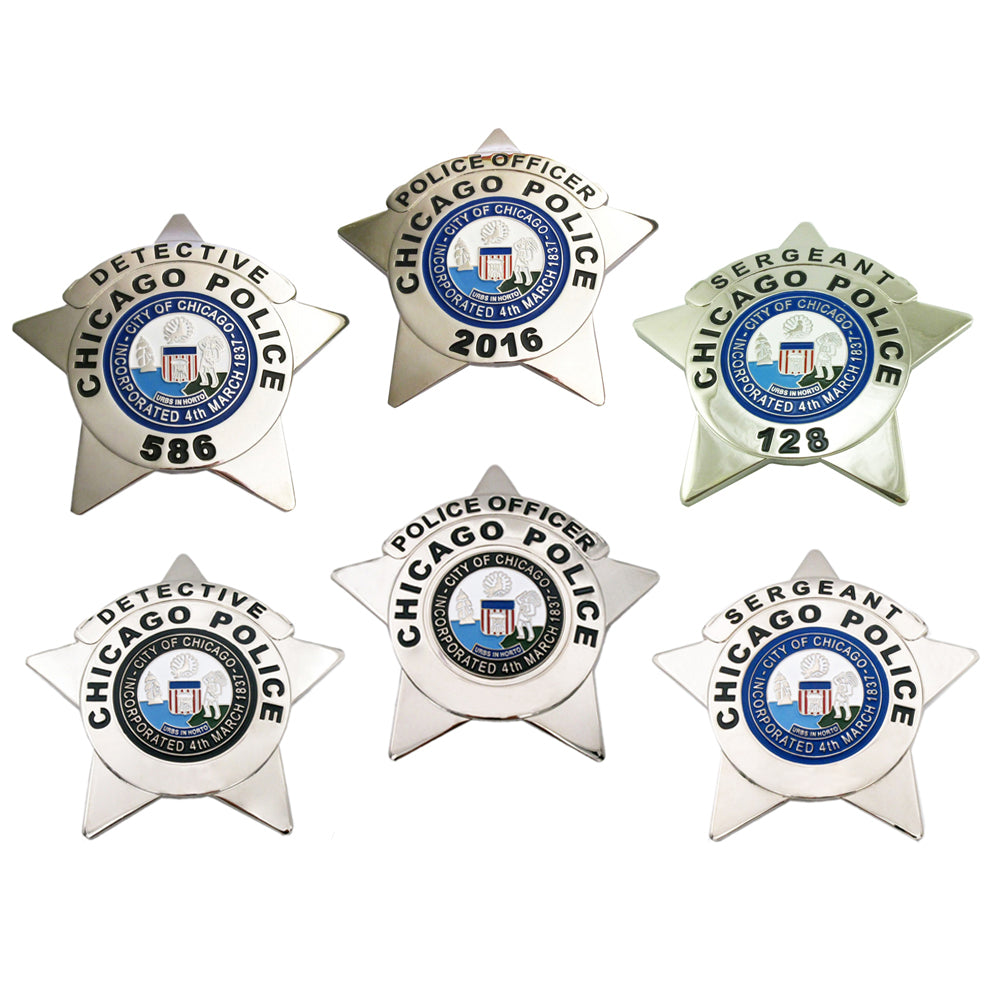 6 CPD U.S. Chicago Police Badges Set