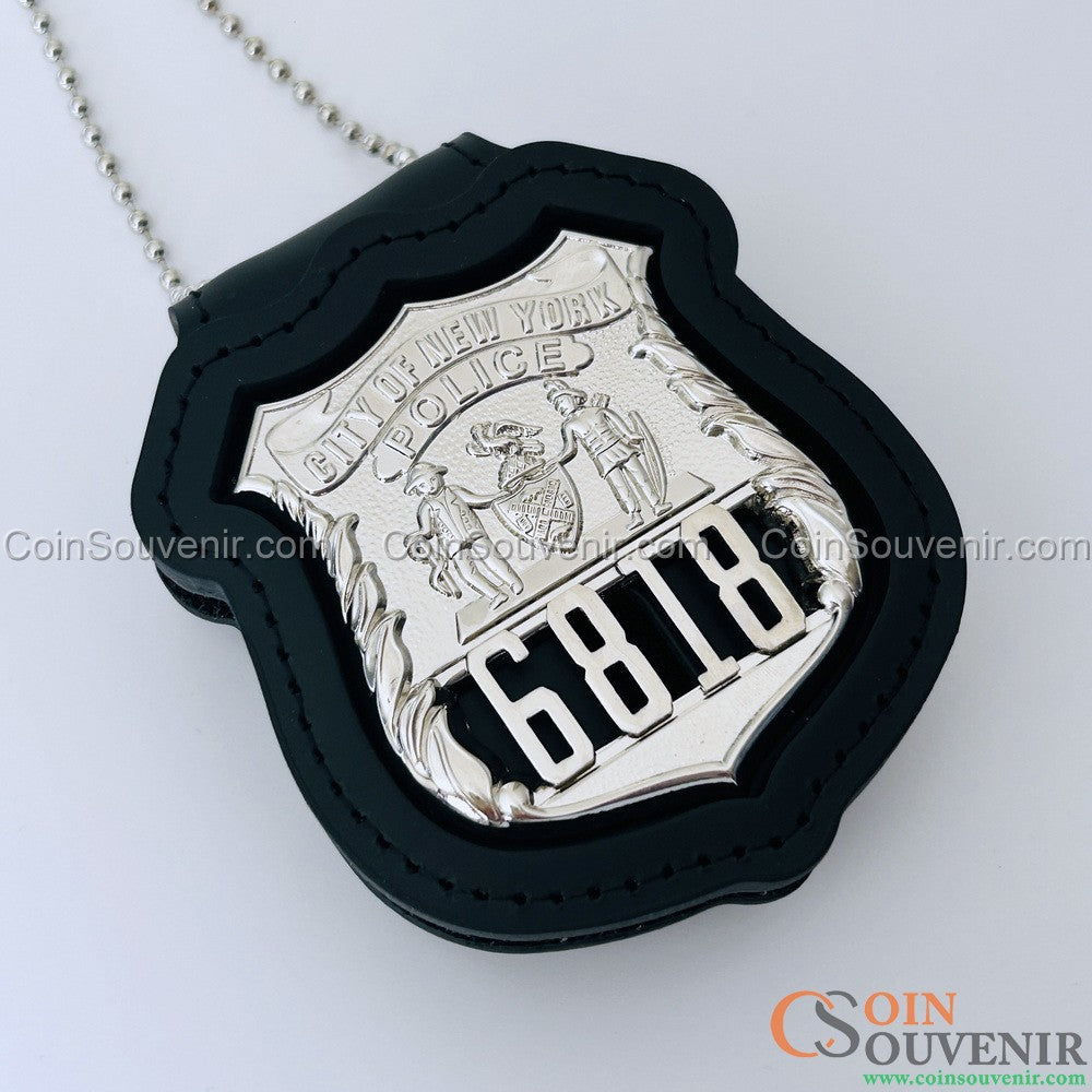 NY New York Police Officer Badge Solid Copper Replica Movie Props With No.6818