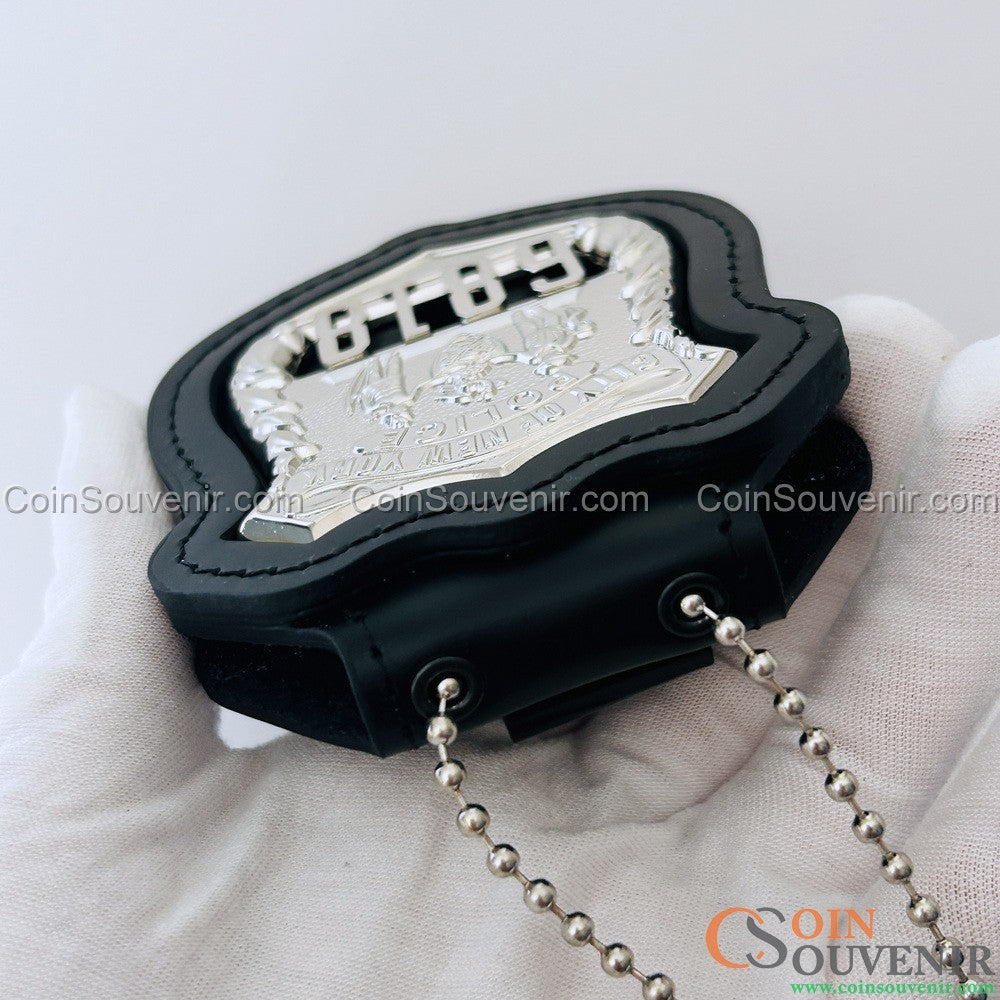 NY New York Police Officer Badge Solid Copper Replica Movie Props With No.6818