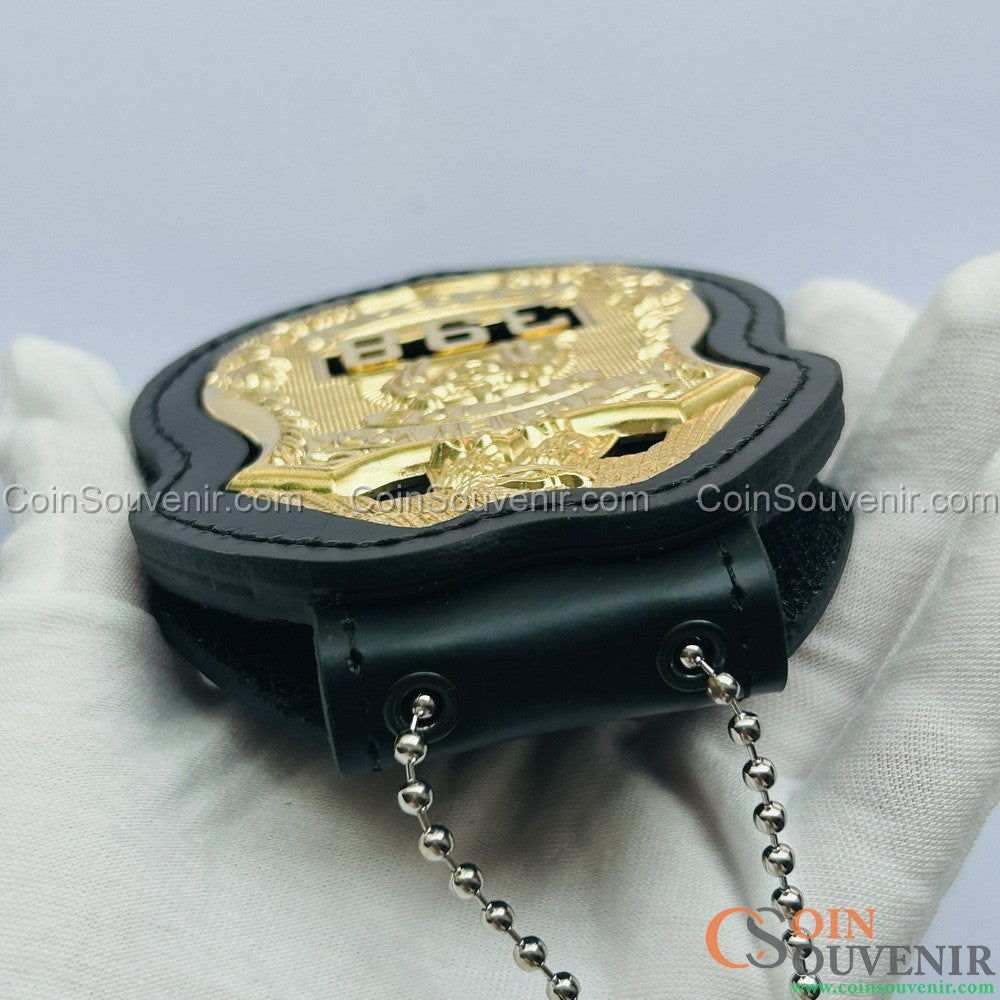 NY New York Polizei-Sergeant-Abzeichen, massives Kupfer, Nachbildung von Film-Requisiten, mit Nr. 398