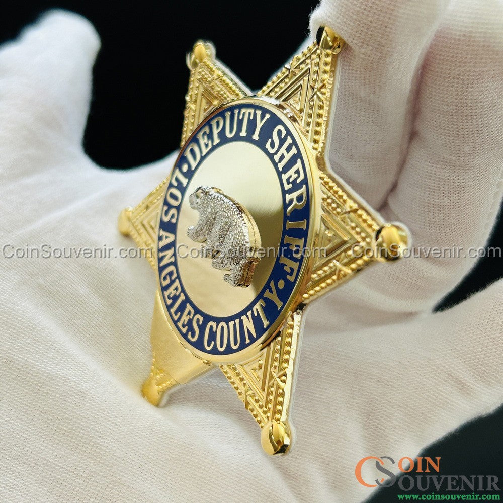 LASD Los Angeles County Deputy Sheriff Star Flat Badge Premium Enamel Exact Replica