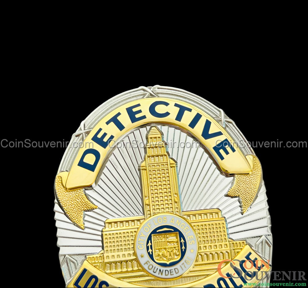 LAPD Detective Los Angeles Police Flat Badge For Shadow Box Customizable Number