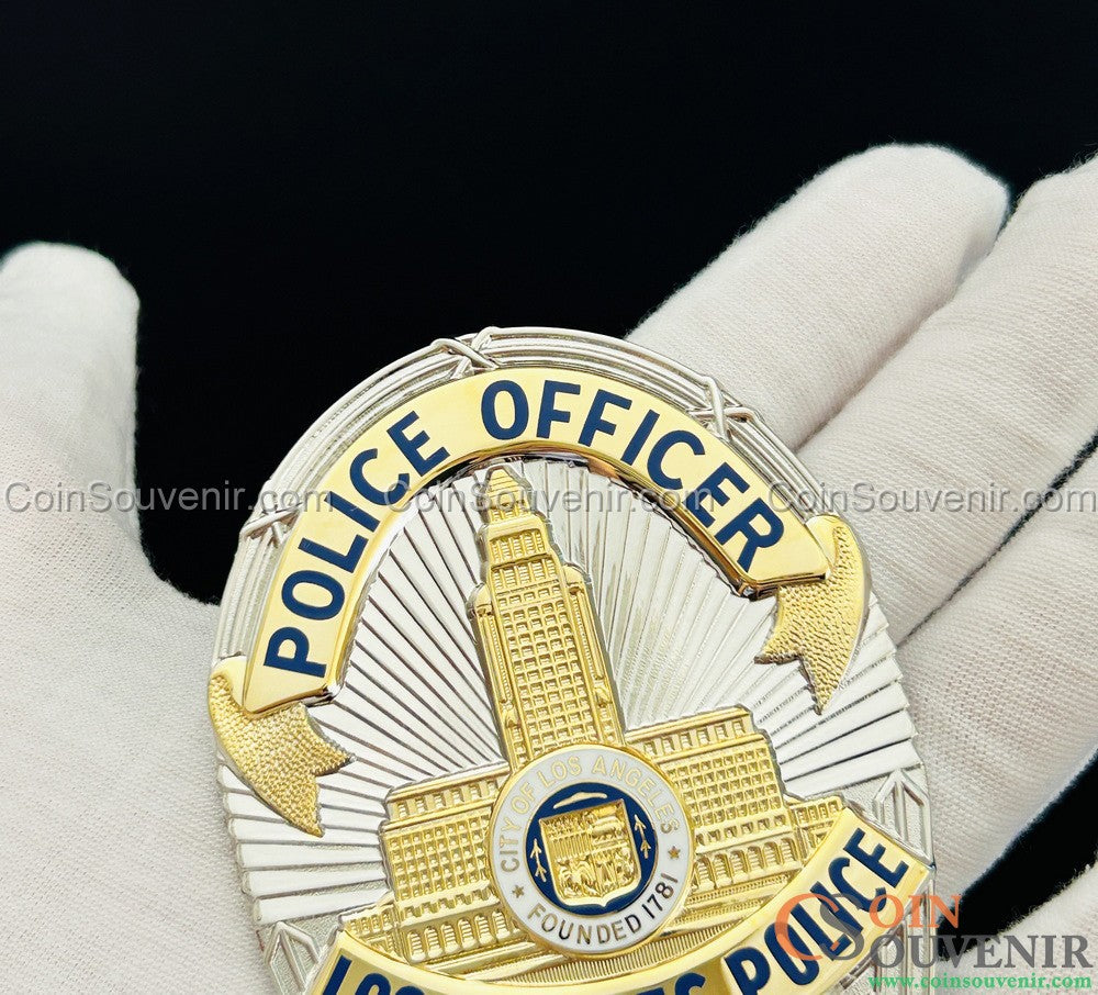 LAPD Police Officer Los Angeles Police Flat Badge For Shadow Box Customizable Number