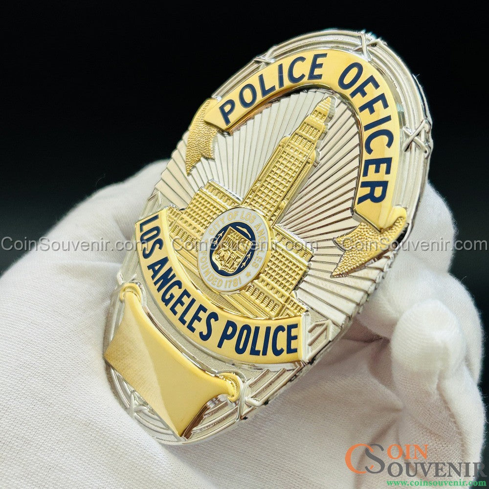 LAPD Police Officer Los Angeles Police Flat Badge For Shadow Box Customizable Number