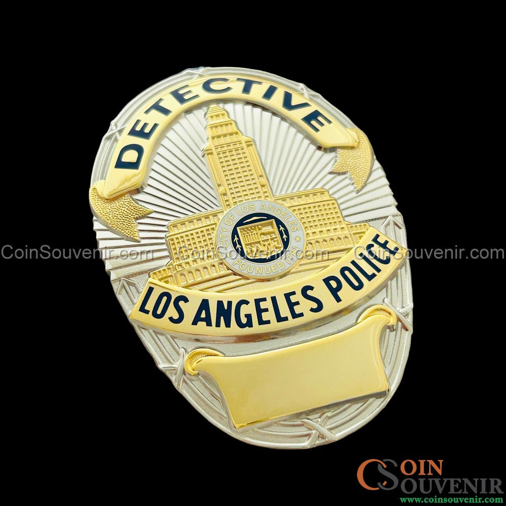 LAPD Detective Los Angeles Police Badge Premium Enamel Exact Replica