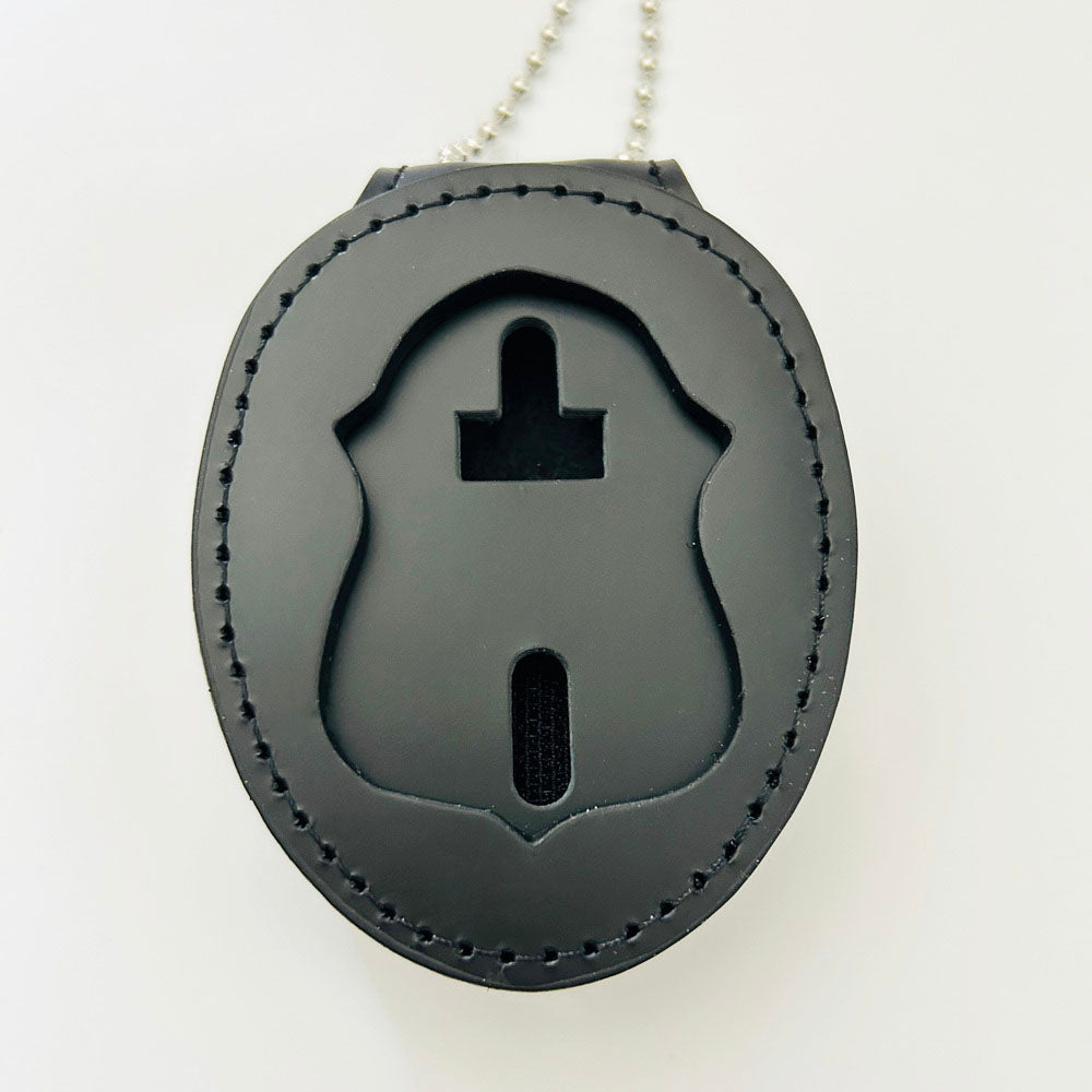 Recessed Leather Holder With Belt Clip & Neck Chain For Smaller Size 2.2" FBI Badges