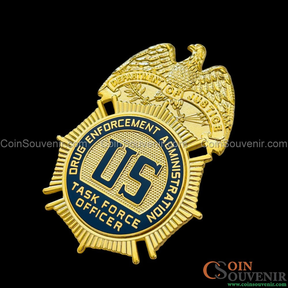 US DEA TFO Task Force Officer Badge Gold