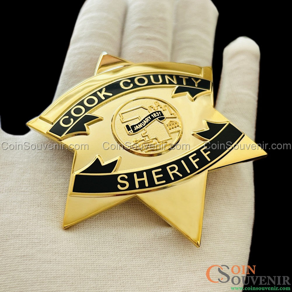 CCSO Cook County Sheriff Star Gold Badge Premium Enamel Exact Replica
