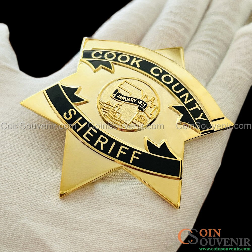 CCSO Cook County Sheriff Star Gold Badge Premium Enamel Exact Replica