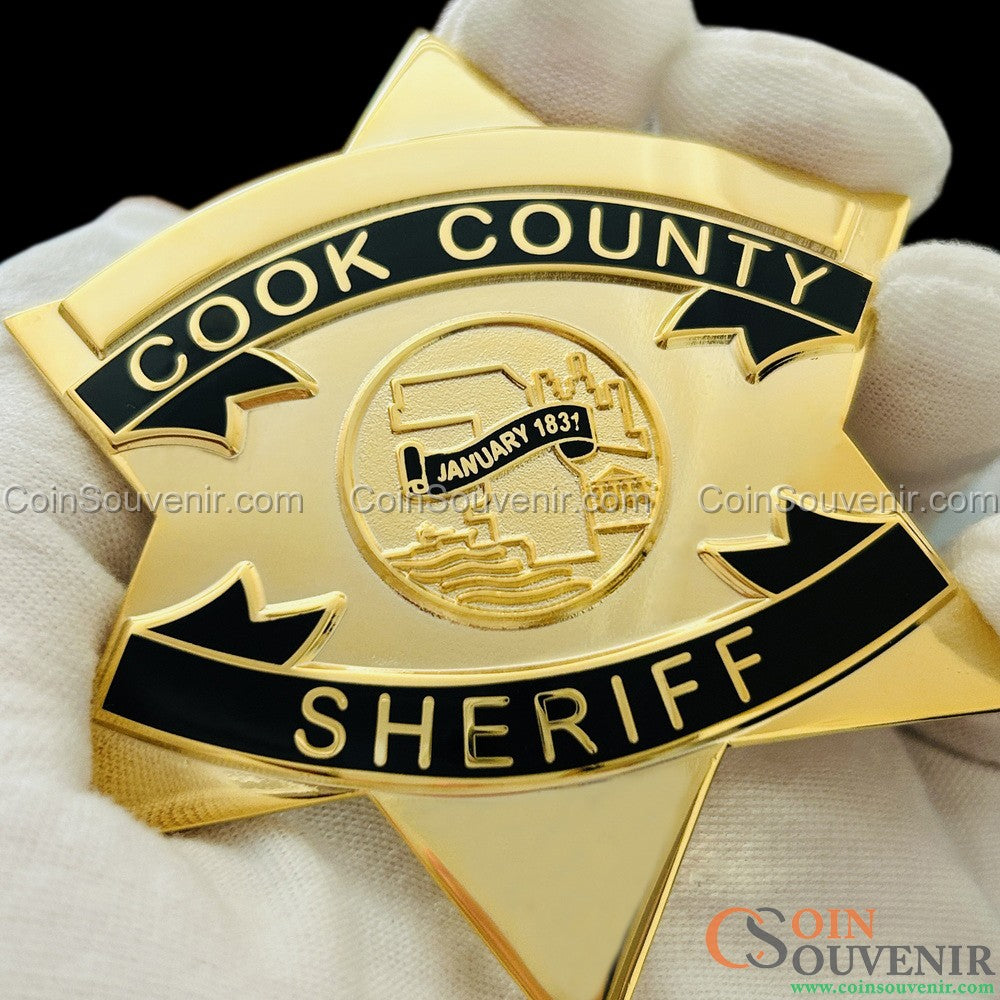 CCSO Cook County Sheriff Star Gold Badge Premium Enamel Exact Replica