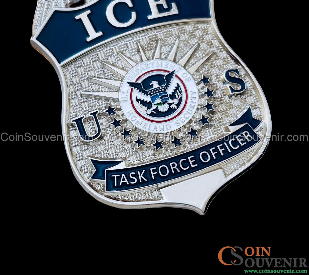 US ICE TFO Task Force Officer Badge Silver
