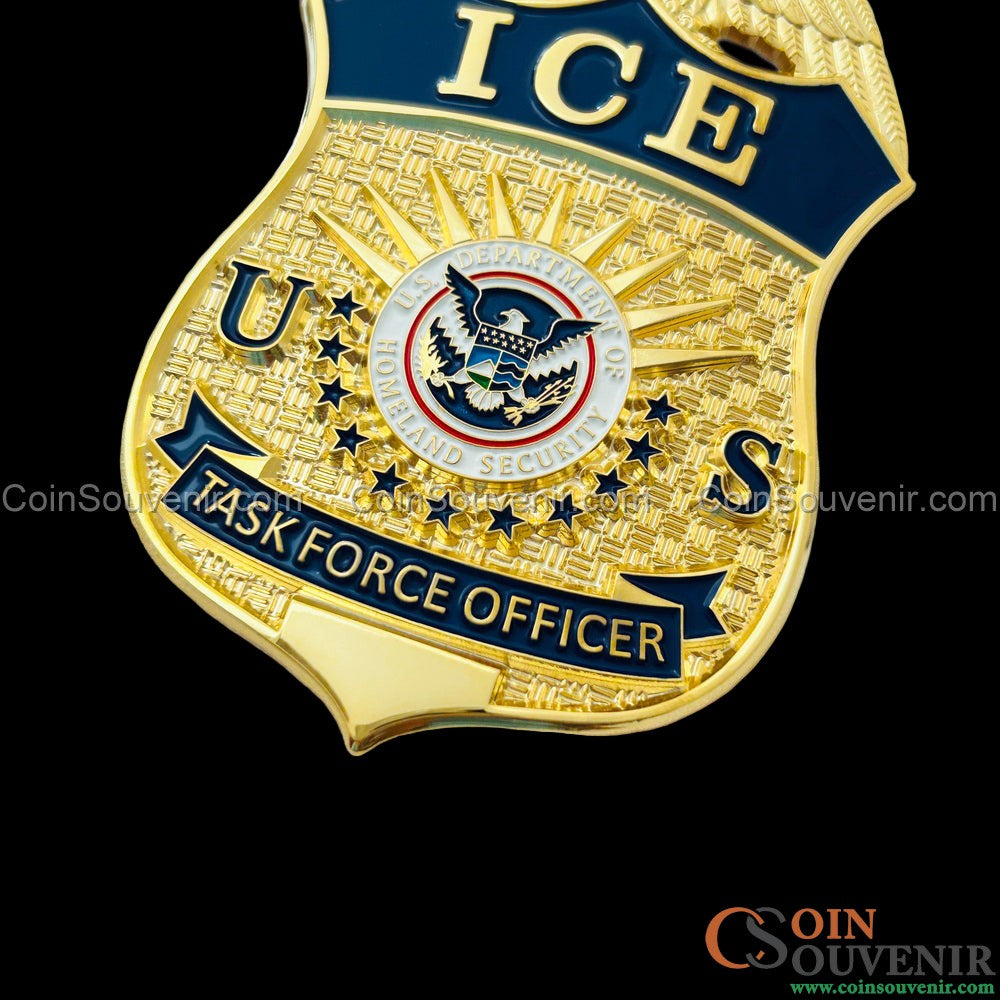 US ICE TFO Task Force Officer Badge Gold