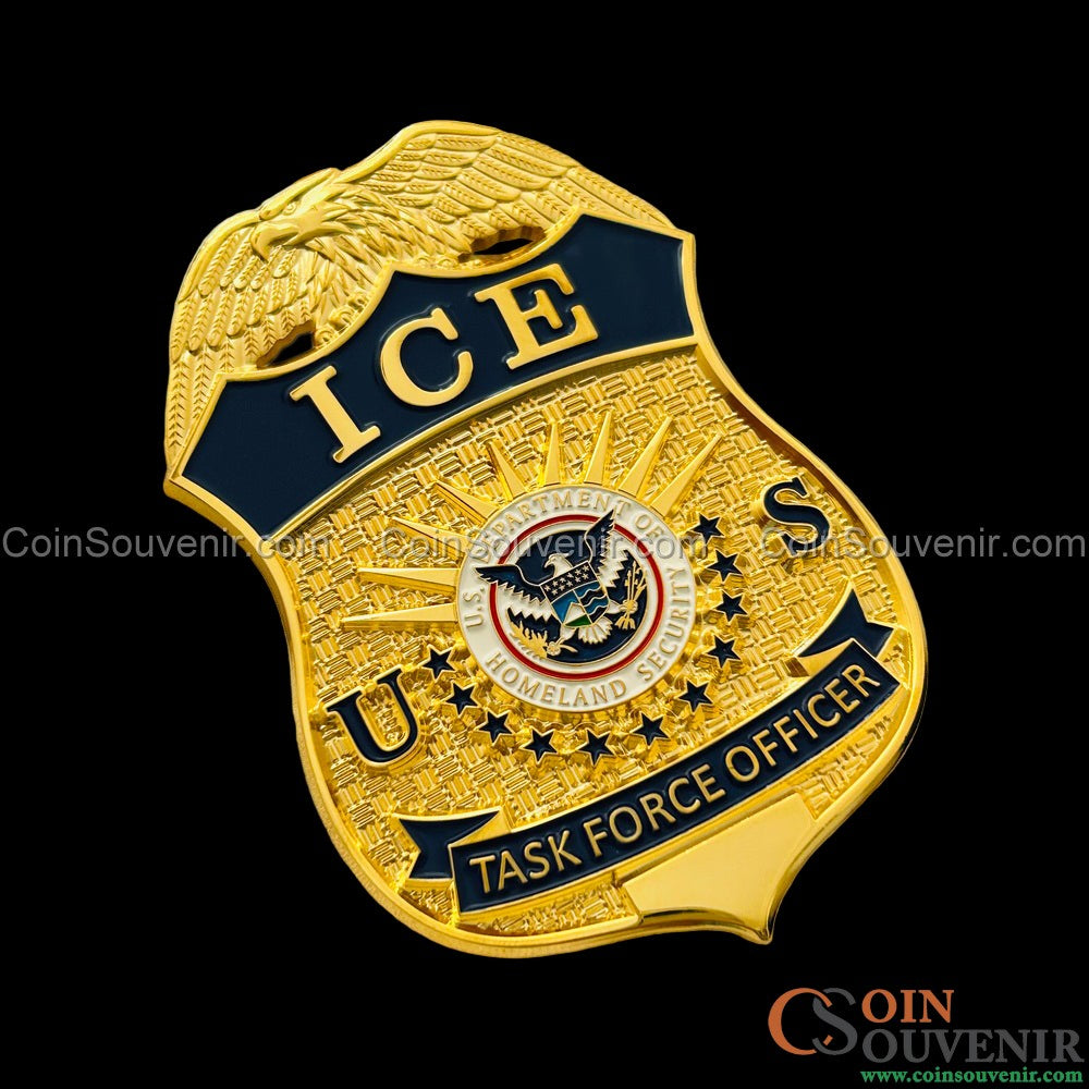 US ICE TFO Task Force Officer Badge Gold