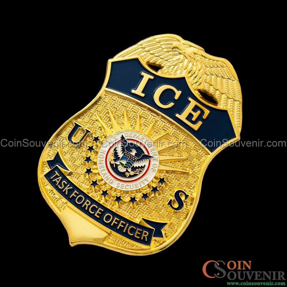 US ICE TFO Task Force Officer Badge Gold