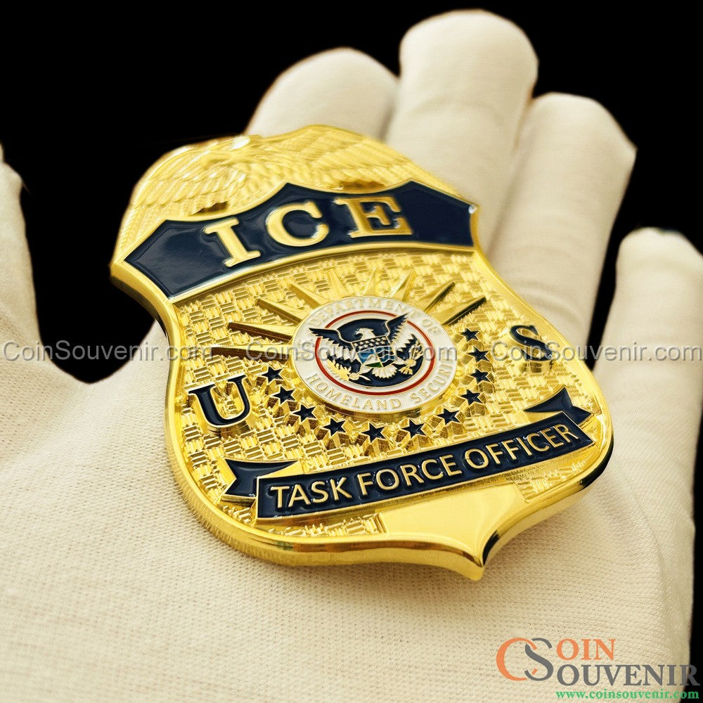 US ICE TFO Task Force Officer Badge Gold
