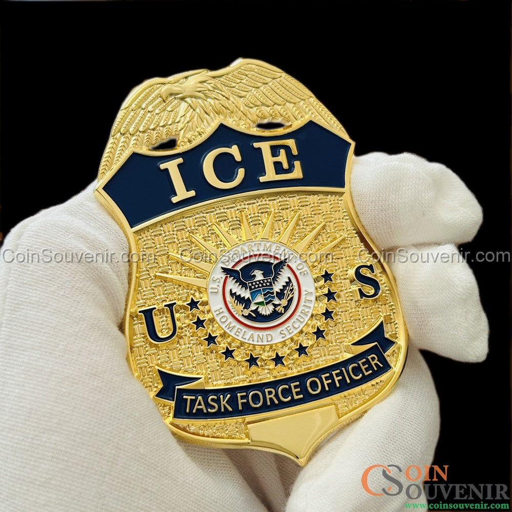 US ICE TFO Task Force Officer Badge Gold