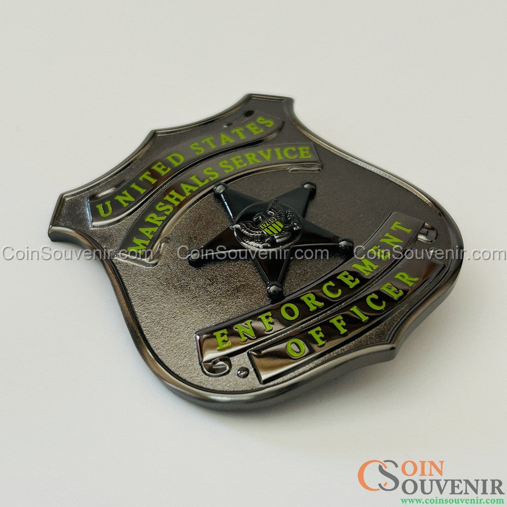 USMS Enforcement Officer US Marshals Service Badge Black Chrome