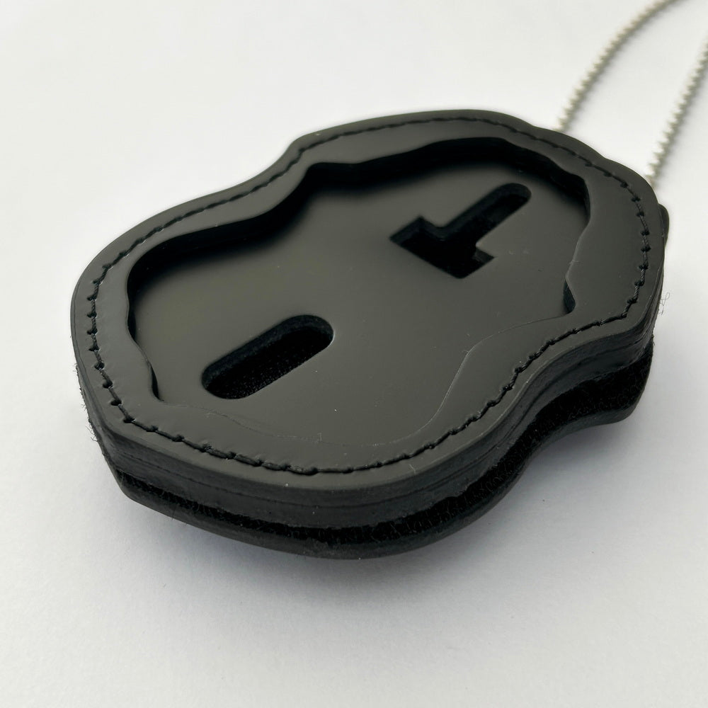 Genuine Leather Cut-out Holder With Chain Belt Clip For US CBP Badges