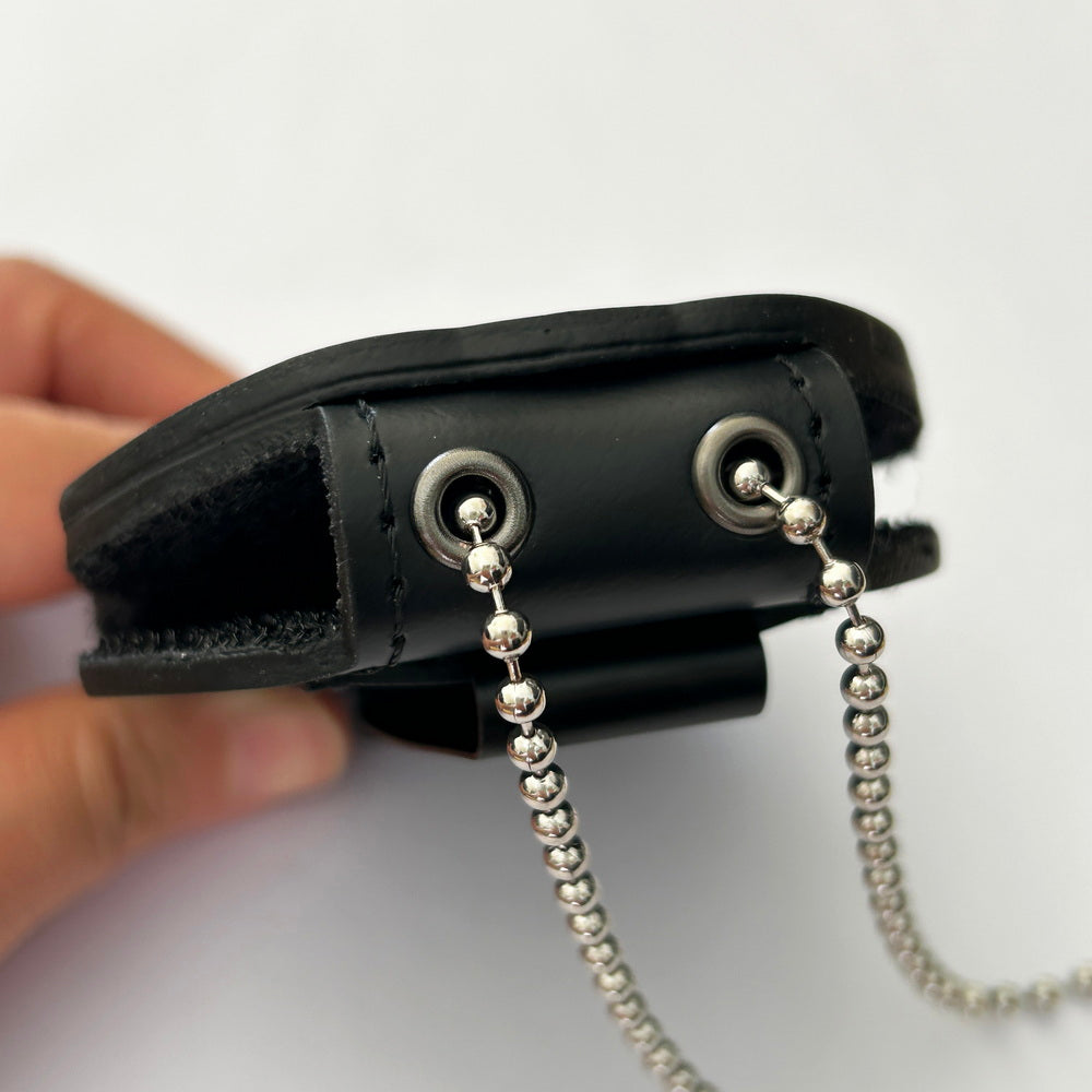 Genuine Leather Cut-out Holder With Chain Belt Clip For US CBP Badges