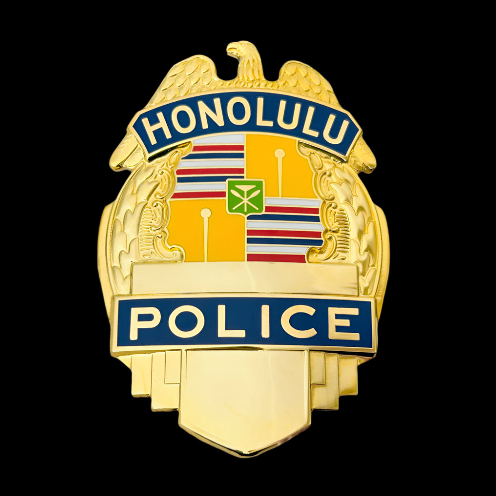 Gold HPD Honolulu Police Badge Collector's Edition Customizable Rank & Number