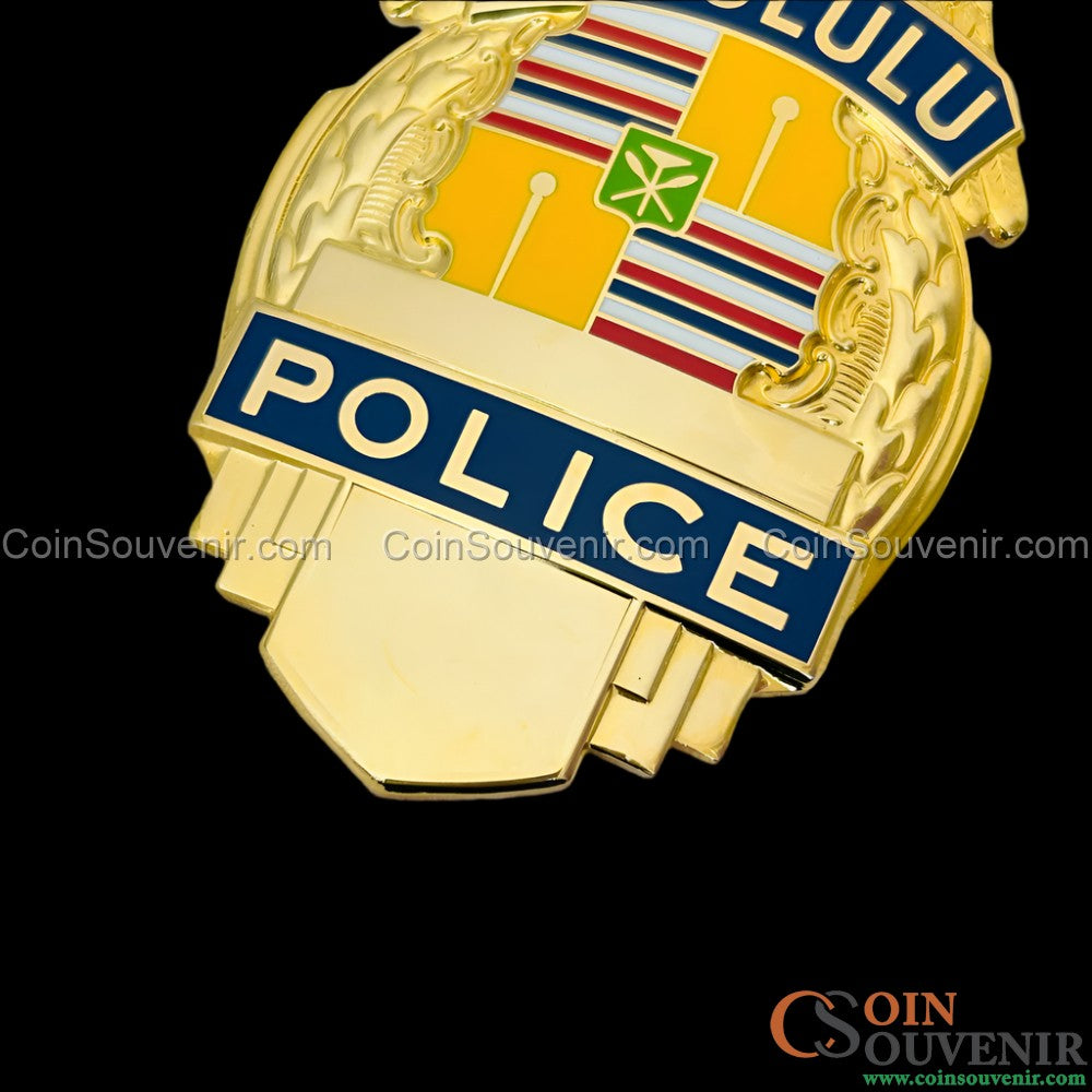 Gold HPD Honolulu Police Badge Collector's Edition Customizable Rank & Number