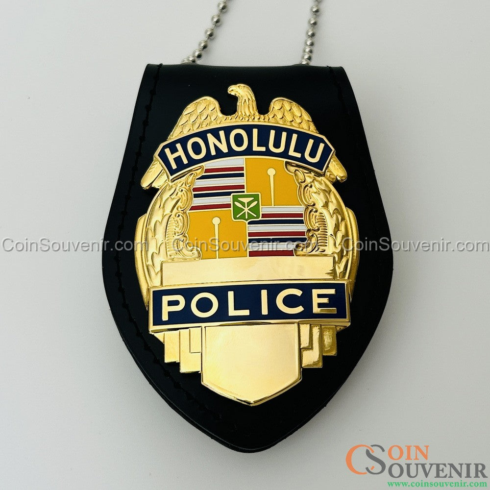 Gold HPD Honolulu Police Badge Collector's Edition Customizable Rank & Number