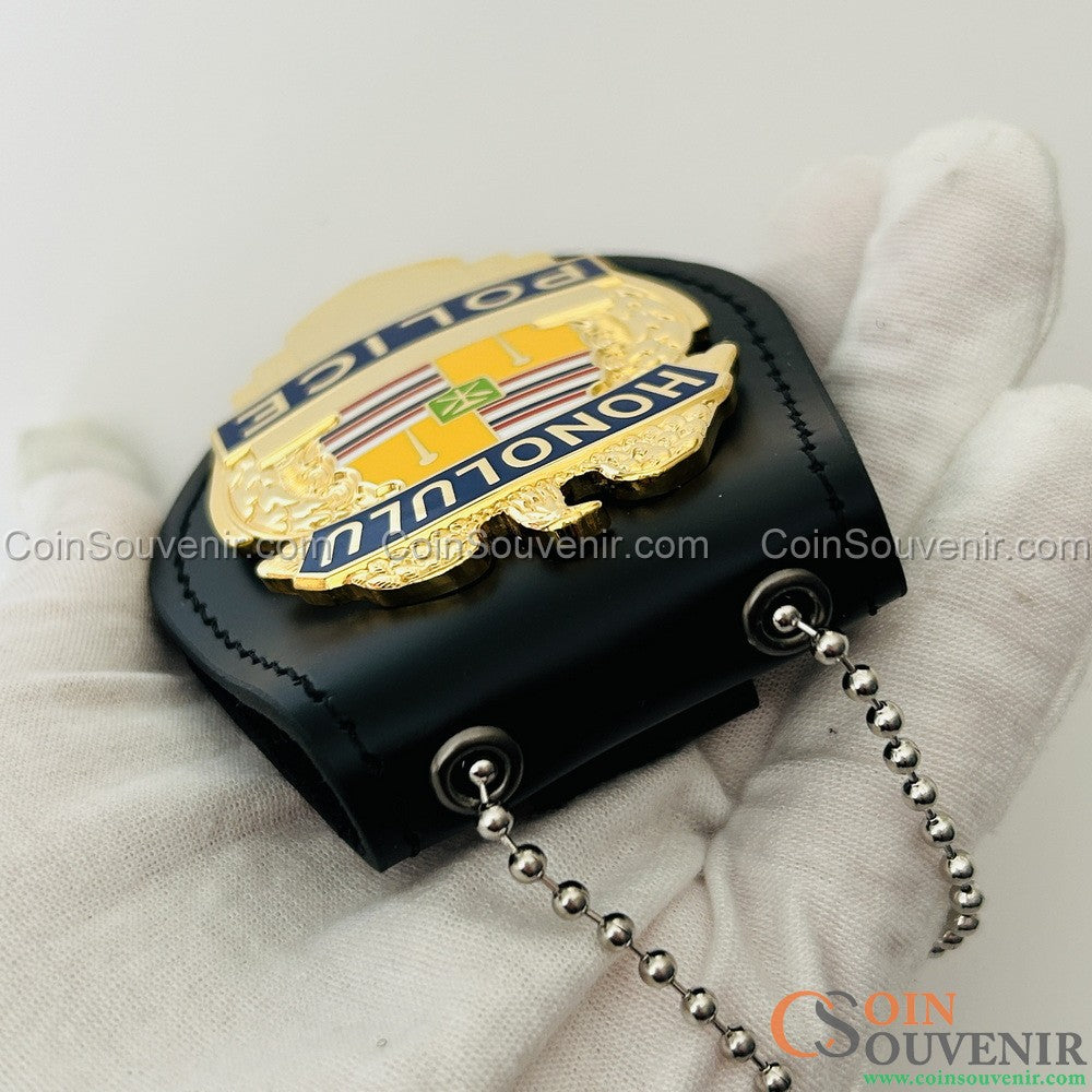 Gold HPD Honolulu Police Badge Collector's Edition Customizable Rank & Number