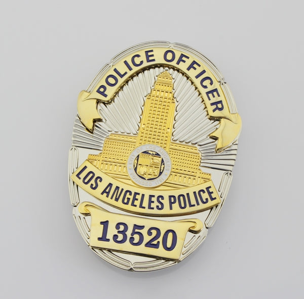 LAPD Los Angeles Police Officer Badge Solid Copper Replica Movie Props With Number 13520