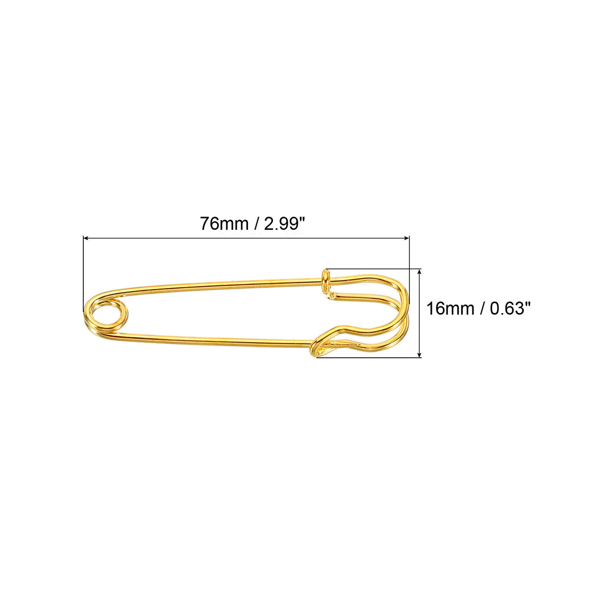 Safety Pins for NYPD badges Large Metal Pins Gold 2.99*0.63"