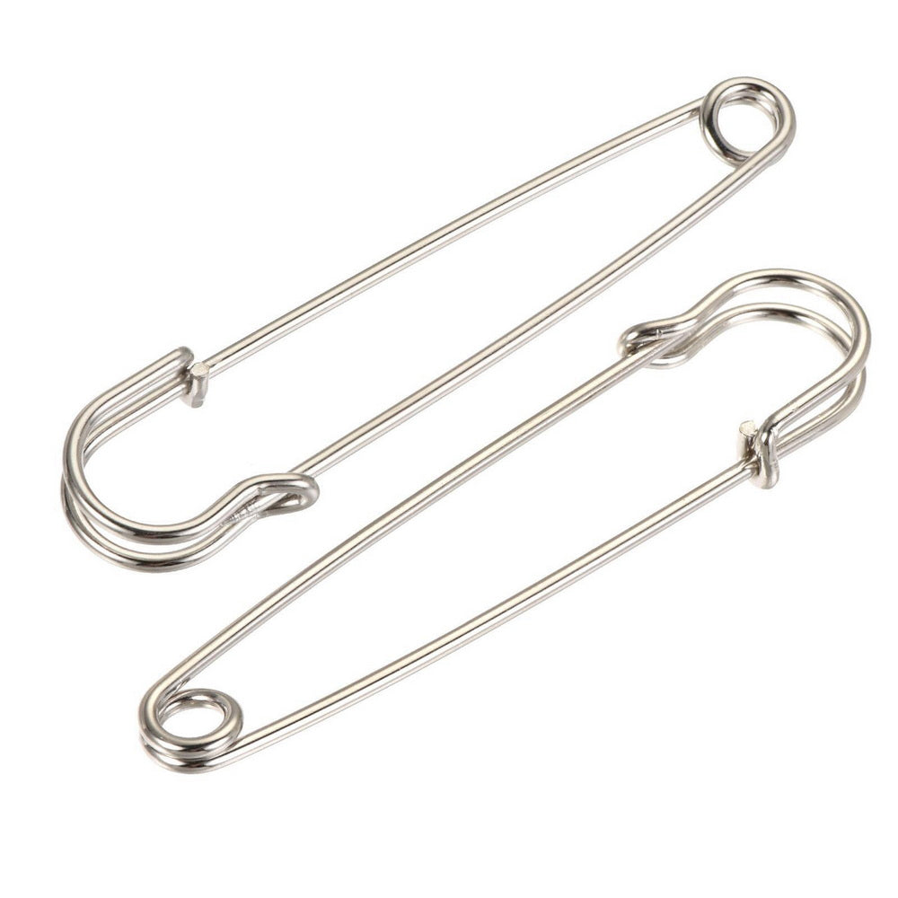 Safety Pins for NYPD badges Large Metal Pins Silver 2.99*0.63"
