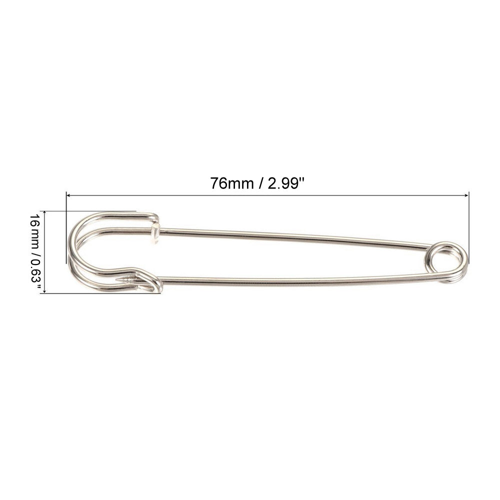 Safety Pins for NYPD badges Large Metal Pins Silver 2.99*0.63"