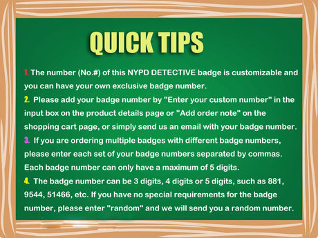 NY New York Detective Police Badge Réplique des accessoires de film *Numéro de badge personnalisable*