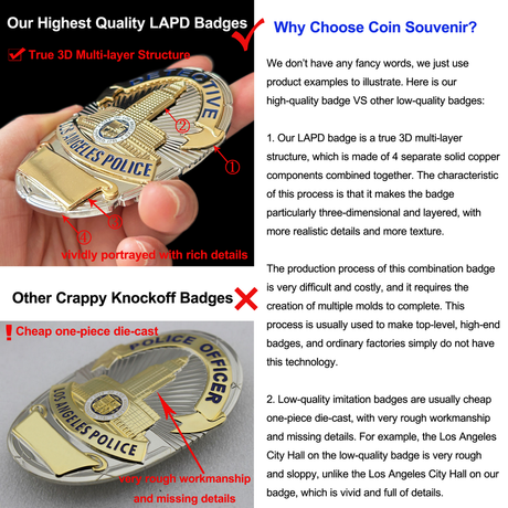 LAPD Polizeibeamter Los Angeles Polizeiabzeichen Anpassbare Nummer