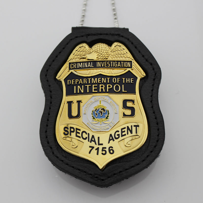 Genuine Leather Inset Type Holder/ Holster/ Wallet For US Federal Police Badges