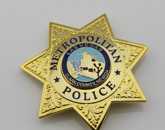 US Casino Las Vegas Metropolitan Police Badge Solid Copper Replica Movie Props