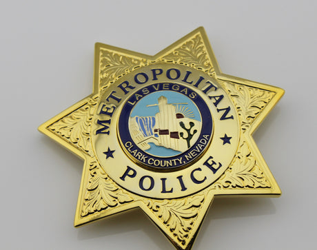 US Casino Las Vegas Metropolitan Police Badge Solid Copper Replica Movie Props
