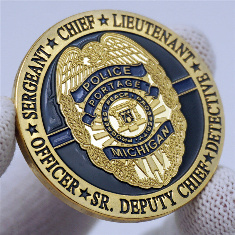 Michigan Portage Police Badge Challenge Coin