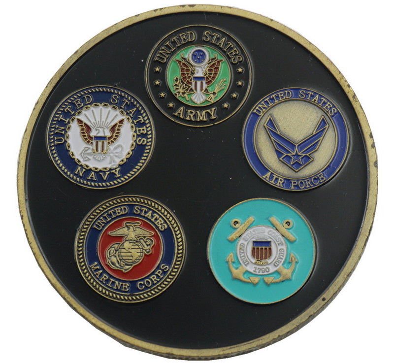 US Five Army Badge Navy Army Air force Marine Corps Bald Eagle Challenge Coin