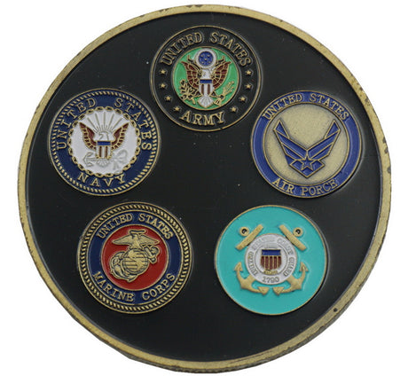 US Five Army Badge Navy Army Air force Marine Corps Bald Eagle Challenge Coin