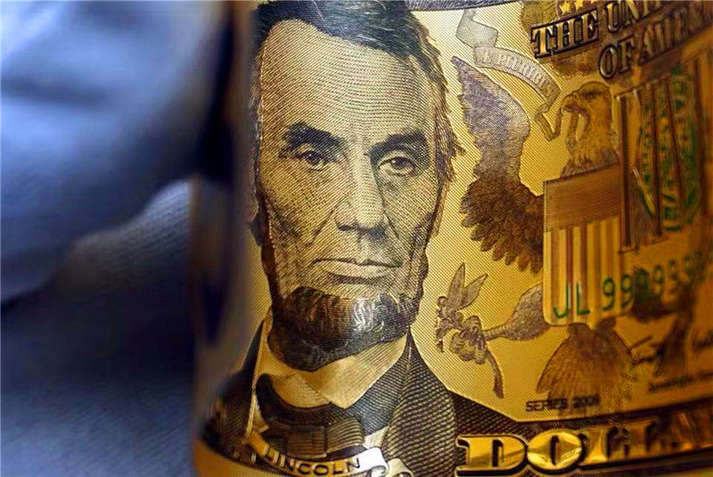 7 Pieces of US Gold Foil Novelty Banknotes $1 $2 $5 $10 $20 $50 $100 US Dollar Bill Play Money Set