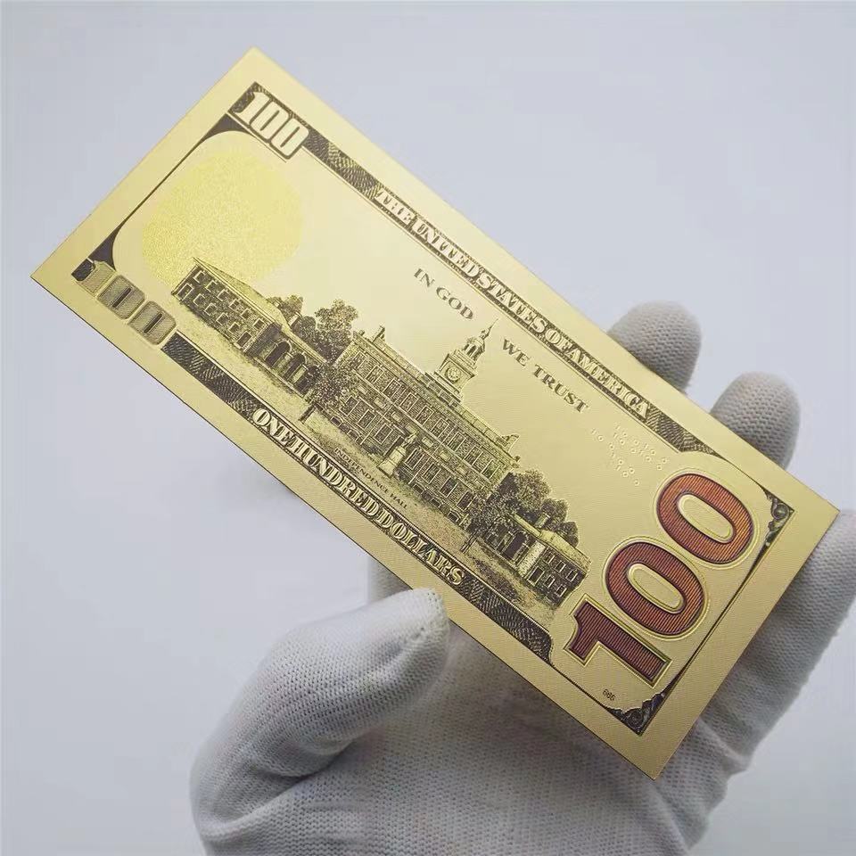 $100 US Dollar Bills Gold Foil Banknotes Novelty Notes New Version Prop Money