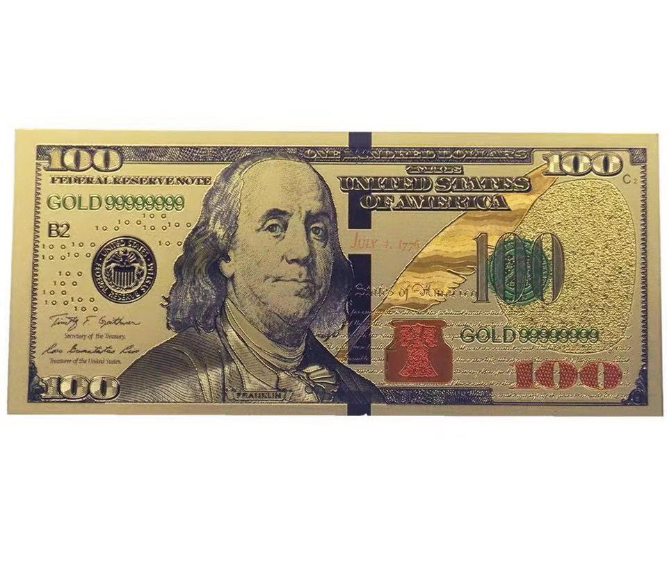 $100 US Dollar Bills Gold Foil Banknotes Novelty Notes New Version Prop Money