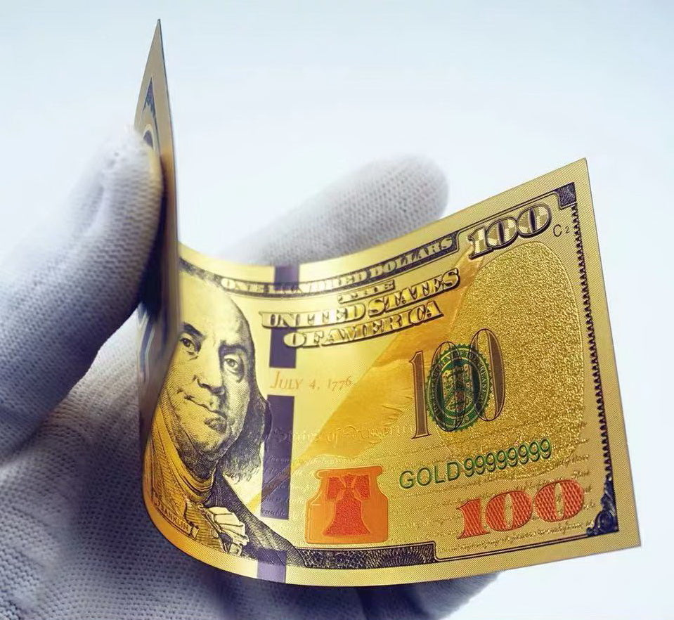$100 US Dollar Bills Gold Foil Banknotes Novelty Notes New Version Prop Money