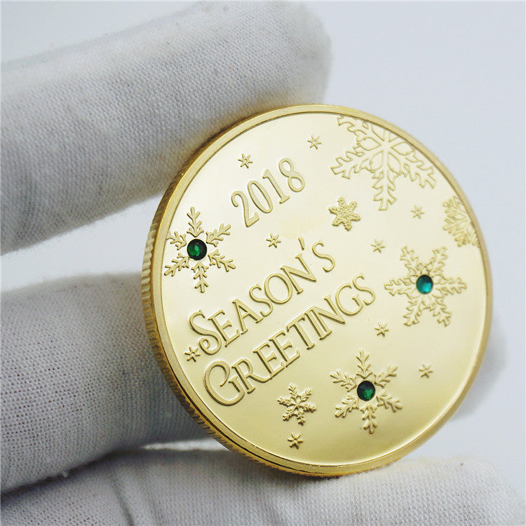 Merry Christmas Tree Snowflake Snowman Commemorative Coins Xmas New Year Holiday Gift