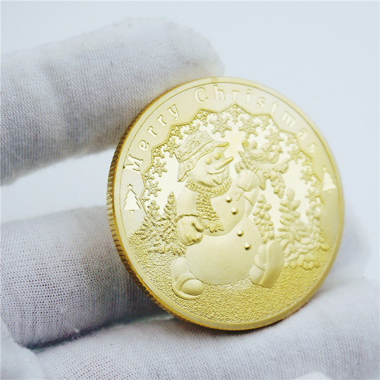 Merry Christmas Tree Snowflake Snowman Commemorative Coins Xmas New Year Holiday Gift