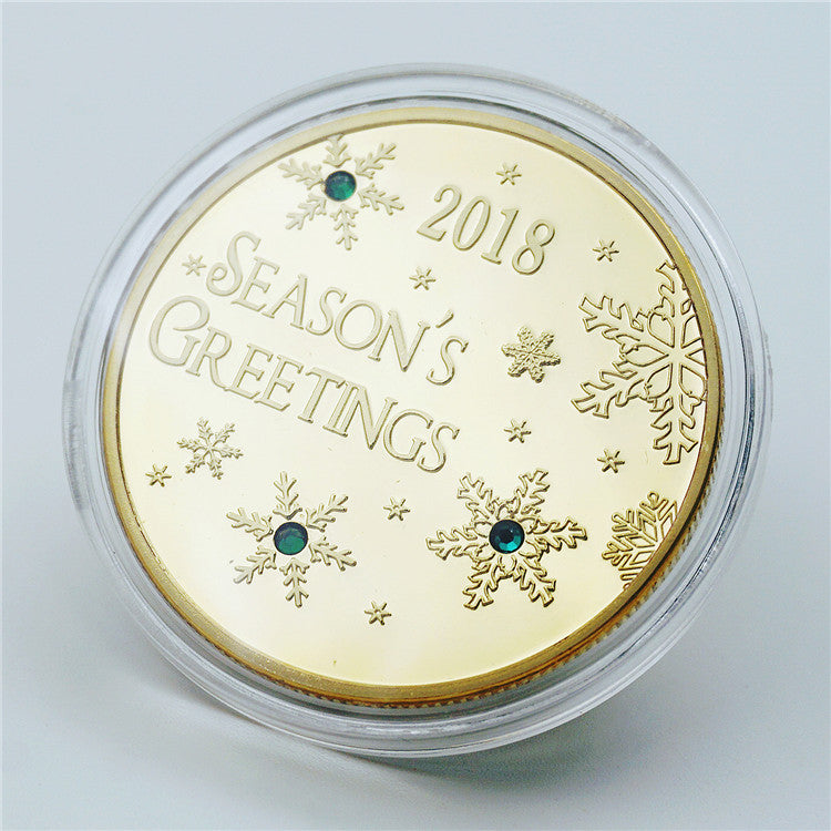 Merry Christmas Tree Snowflake Snowman Commemorative Coins Xmas New Year Holiday Gift