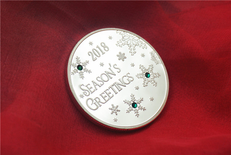 Merry Christmas Tree Snowflake Snowman Commemorative Coins Xmas New Year Holiday Gift