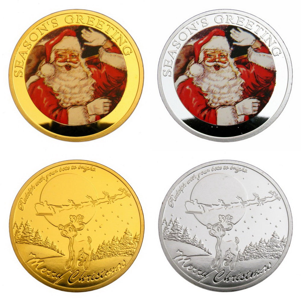 Santa Claus Merry Christmas Gift Colored Commemorative Coins